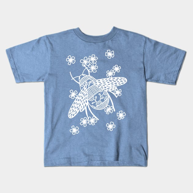 Bees Papercut Bug Illustration Kids T-Shirt by NicSquirrell